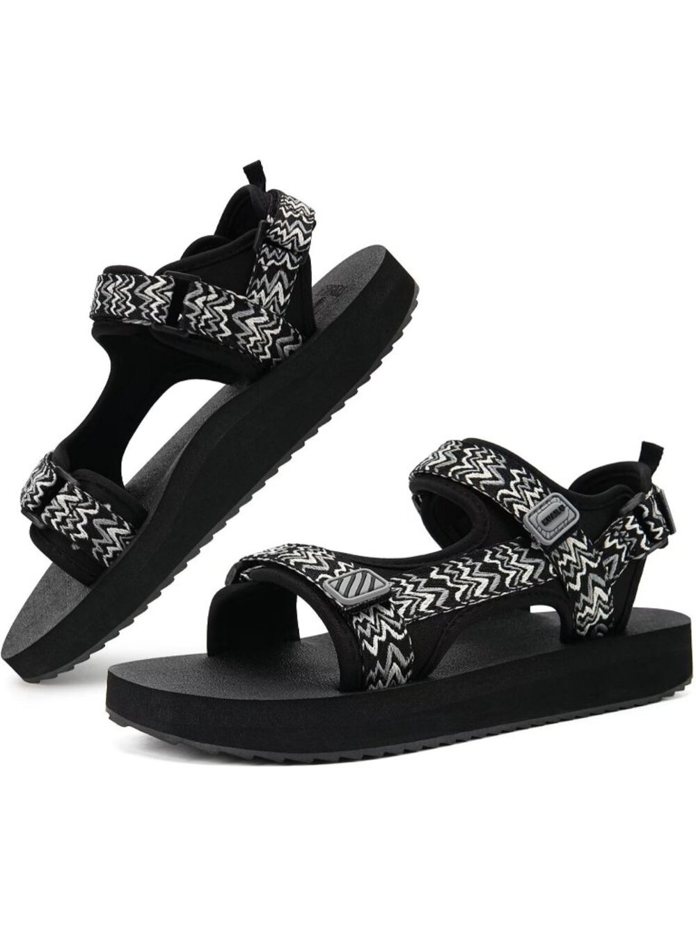 Women's Black Comfortable Foam Arch Support Adjustable Strap Hiking Sandal Shoes